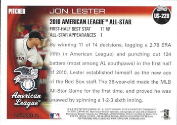 2010 Topps Update - Gold #US-220 Jon Lester Back