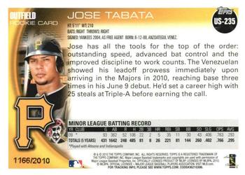 2010 Topps Update - Gold #US-235 Jose Tabata Back