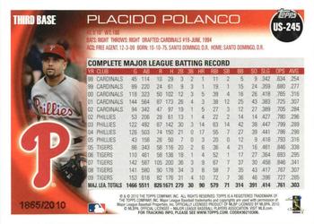 2010 Topps Update - Gold #US-245 Placido Polanco Back
