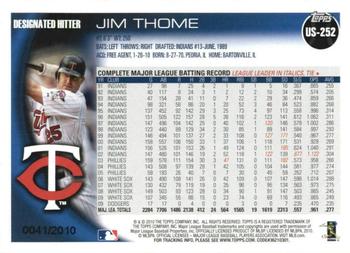 2010 Topps Update - Gold #US-252 Jim Thome Back