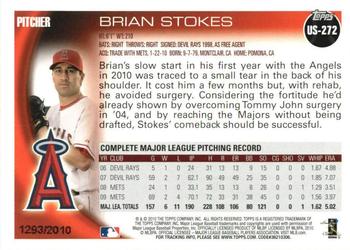 2010 Topps Update - Gold #US-272 Brian Stokes Back