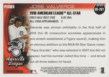 2010 Topps Update - Gold #US-281 Jose Valverde Back