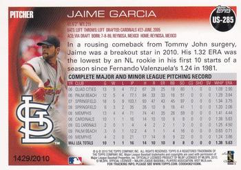 2010 Topps Update - Gold #US-285 Jaime Garcia Back
