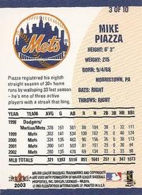 2003 Fleer Cub Foods/Pepsi #3 Mike Piazza Back
