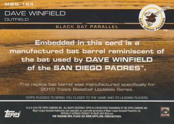 2010 Topps Update - Manufactured Bat Barrel Black #MBB-164 Dave Winfield Back