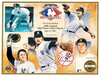 1991 Upper Deck Heroes of Baseball Sheets #NNO Ron Guidry / Catfish Hunter / Joe Pepitone / Bobby Murcer / Bobby Richardson Front
