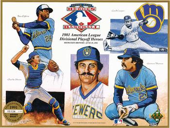 1991 Upper Deck Heroes of Baseball Sheets #NNO Cecil Cooper / Rollie Fingers / Charlie Moore / Ben Oglivie / Gorman Thomas Front