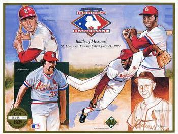 1991 Upper Deck Heroes of Baseball Sheets #NNO Lou Brock / Bob Gibson / Al Hrabosky / Red Schoendienst / Mike Shannon Front