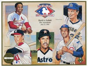 1991 Upper Deck Heroes of Baseball Sheets #NNO Lou Brock / Cesar Cedeno / Eddie Mathews / Gaylord Perry / Billy Williams Front