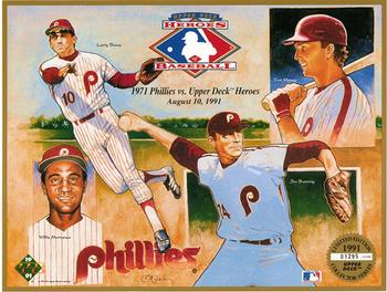 1991 Upper Deck Heroes of Baseball Sheets #NNO Larry Bowa / Jim Bunning / Don Money / Willie Montanez Front