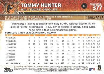 2015 Topps - Gold #377 Tommy Hunter Back