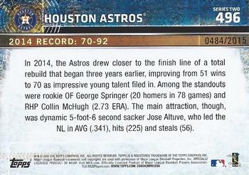 2015 Topps - Gold #496 Houston Astros Back