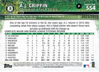 2015 Topps - Gold #554 A.J. Griffin Back