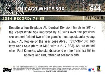 2015 Topps - Gold #644 Chicago White Sox Back
