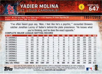 2015 Topps - Gold #647 Yadier Molina Back