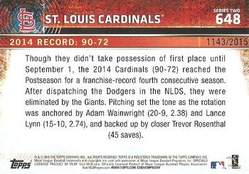 2015 Topps - Gold #648 St. Louis Cardinals Back
