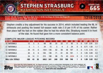 2015 Topps - Gold #665 Stephen Strasburg Back