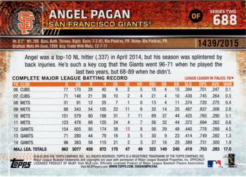 2015 Topps - Gold #688 Angel Pagan Back