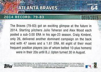 2015 Topps - Gold #64 Atlanta Braves Back