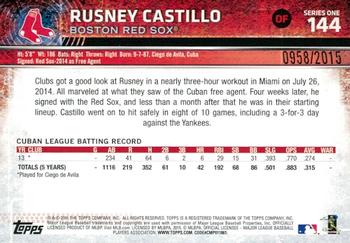 2015 Topps - Gold #144 Rusney Castillo Back