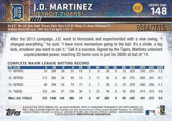 2015 Topps - Gold #148 J.D. Martinez Back