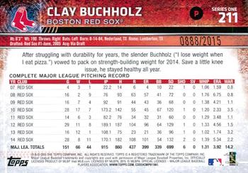 2015 Topps - Gold #211 Clay Buchholz Back