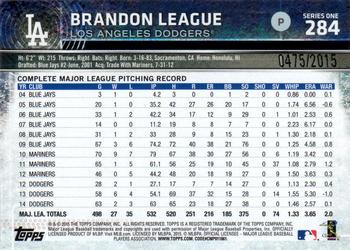 2015 Topps - Gold #284 Brandon League Back