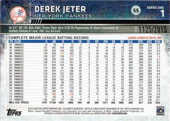 2015 Topps - Gold #1 Derek Jeter Back