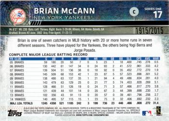 2015 Topps - Gold #17 Brian McCann Back