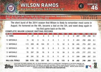 2015 Topps - Gold #46 Wilson Ramos Back