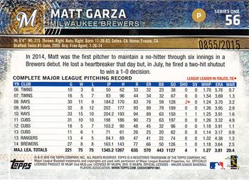 2015 Topps - Gold #56 Matt Garza Back
