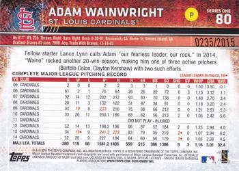 2015 Topps - Gold #80 Adam Wainwright Back
