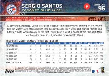 2015 Topps - Gold #96 Sergio Santos Back