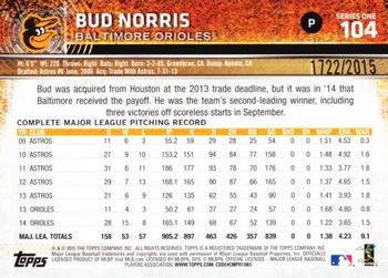 2015 Topps - Gold #104 Bud Norris Back