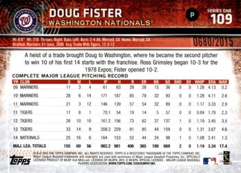 2015 Topps - Gold #109 Doug Fister Back