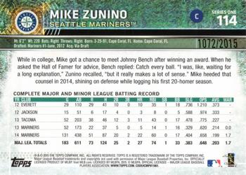2015 Topps - Gold #114 Mike Zunino Back