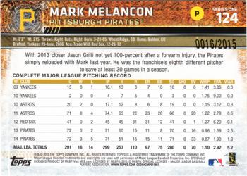 2015 Topps - Gold #124 Mark Melancon Back