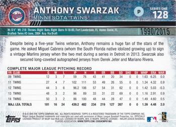 2015 Topps - Gold #128 Anthony Swarzak Back