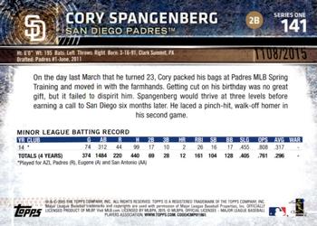 2015 Topps - Gold #141 Cory Spangenberg Back