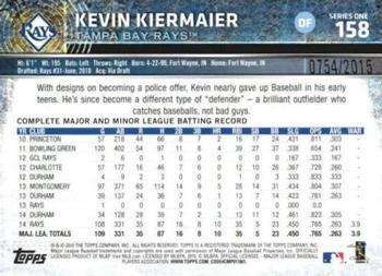2015 Topps - Gold #158 Kevin Kiermaier Back