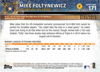 2015 Topps - Gold #171 Mike Foltynewicz Back
