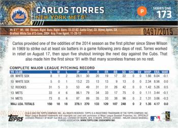 2015 Topps - Gold #173 Carlos Torres Back