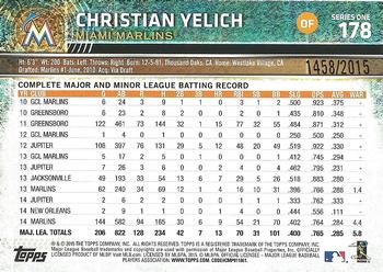 2015 Topps - Gold #178 Christian Yelich Back
