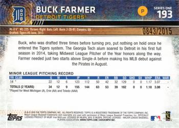 2015 Topps - Gold #193 Buck Farmer Back