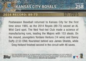 2015 Topps - Gold #258 Kansas City Royals Back