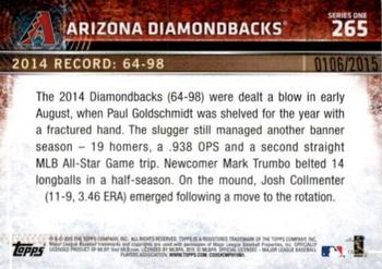 2015 Topps - Gold #265 Arizona Diamondbacks Back