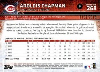 2015 Topps - Gold #268 Aroldis Chapman Back