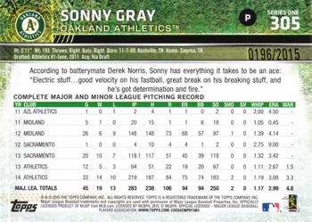 2015 Topps - Gold #305 Sonny Gray Back