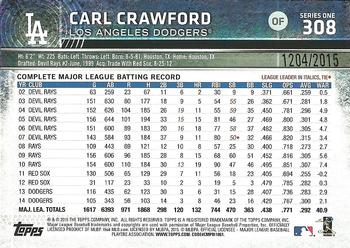 2015 Topps - Gold #308 Carl Crawford Back