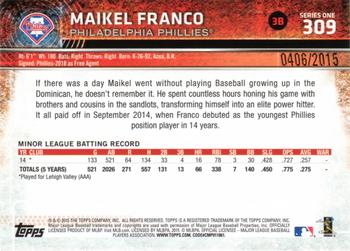 2015 Topps - Gold #309 Maikel Franco Back